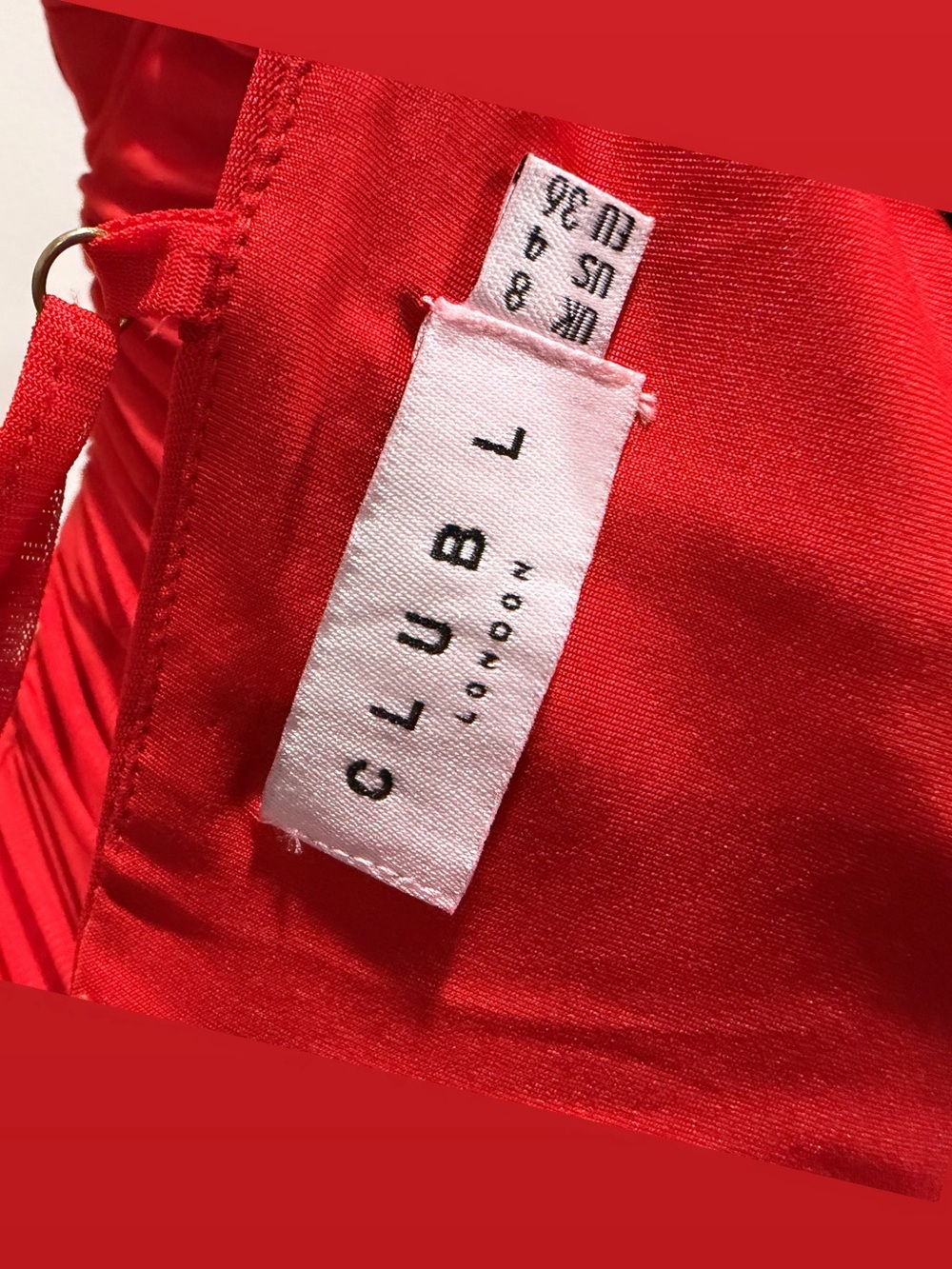 Club L London Red Ruched Bodycon Midi Dress | US 4 - Picture 6 of 6